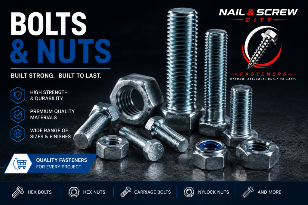 Nuts and bolts for fastening and assembly