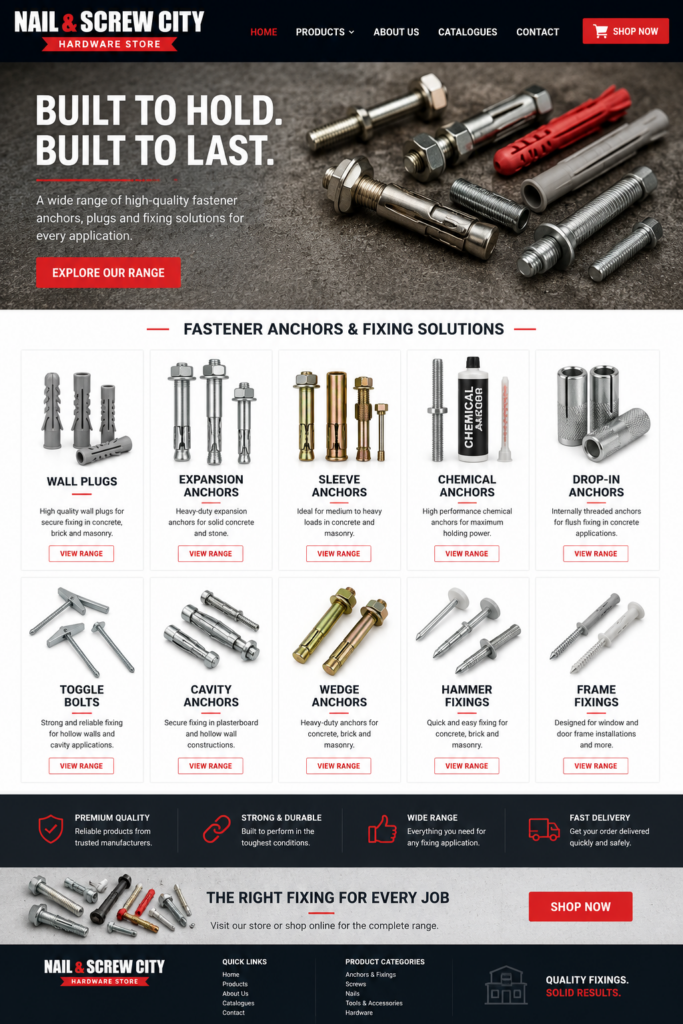 Wall plugs and screws for fastener and fixing jobs