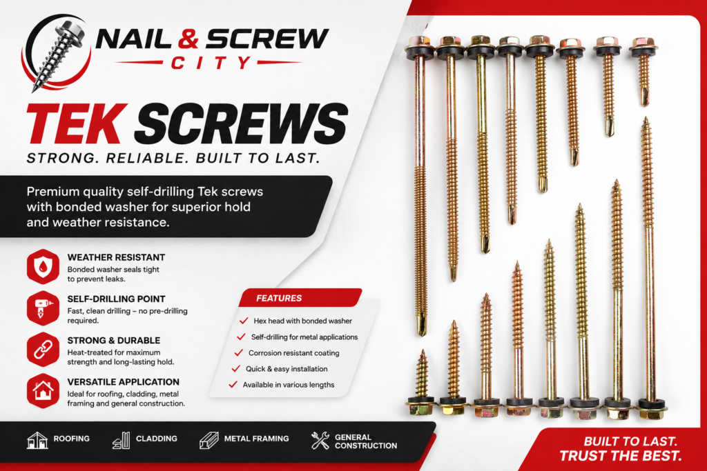 Tek Screws for timber and steel